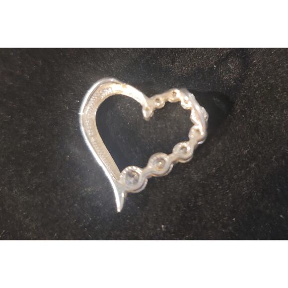Sterling Silver Heart Pendant with Graduated Faux Diamonds - Picture 5 of 5